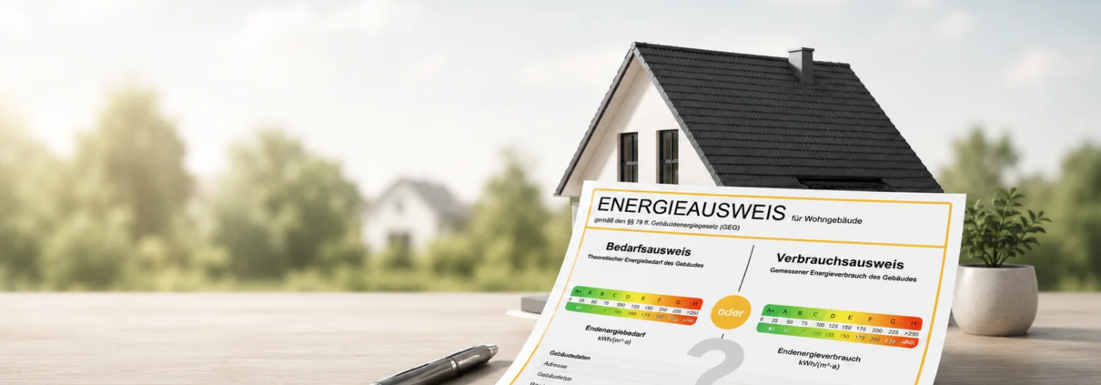 Energieausweis nach GEG mit Vergleich von Bedarfsausweis und Verbrauchsausweis für ein Wohngebäude im Raum Freiburg